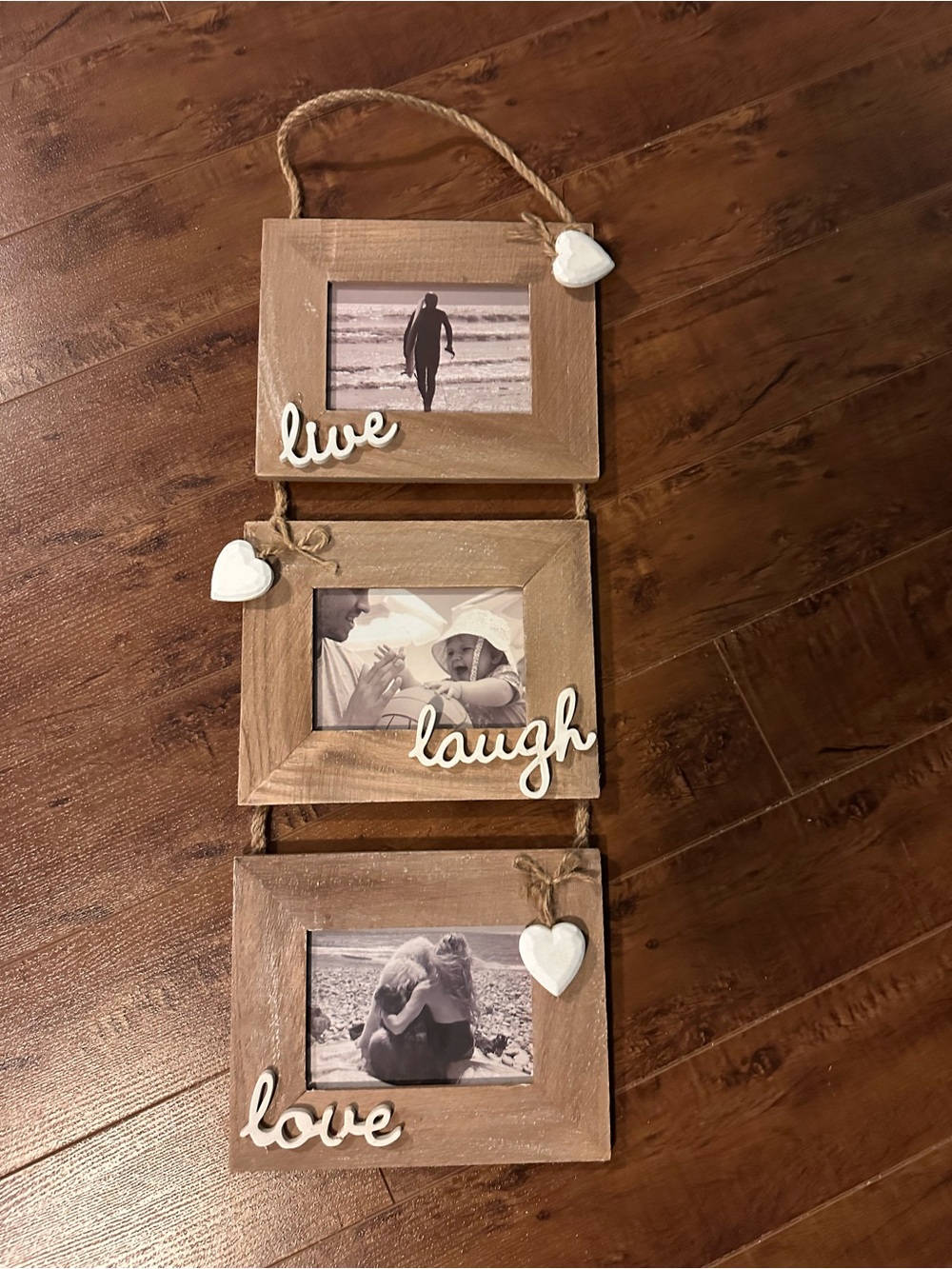 Live Laugh Love Hanging Photo Frame Set - Rustic Brown